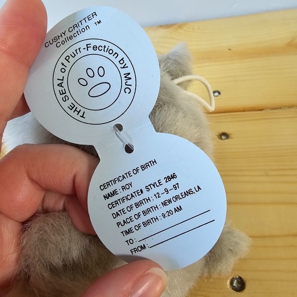 Vintage Purrfection MJC Cushy Critter Roy Small Plush Stuffed Animal 1990s - Picture 6 of 10